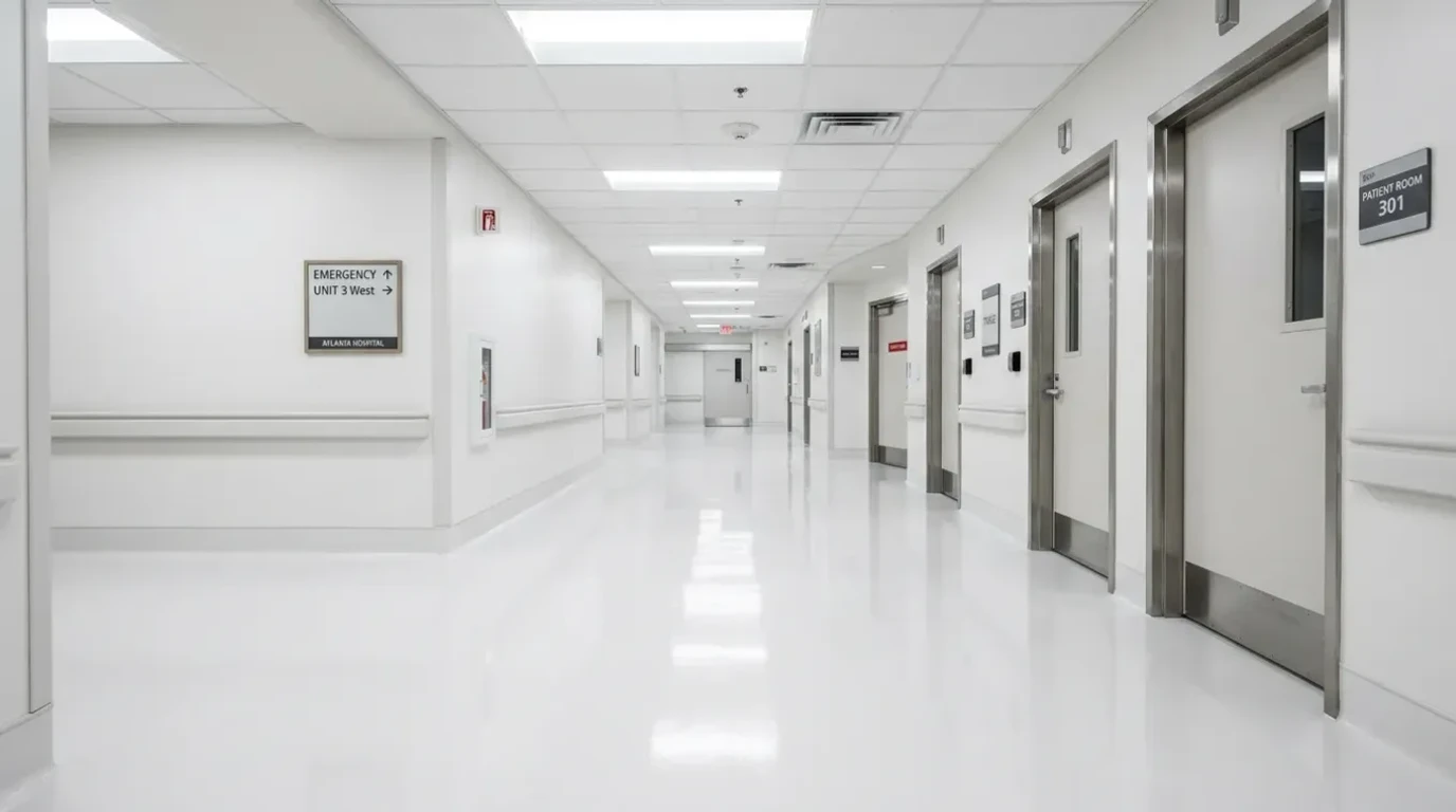 Pristine seamless antimicrobial flooring system in an Atlanta healthcare facility