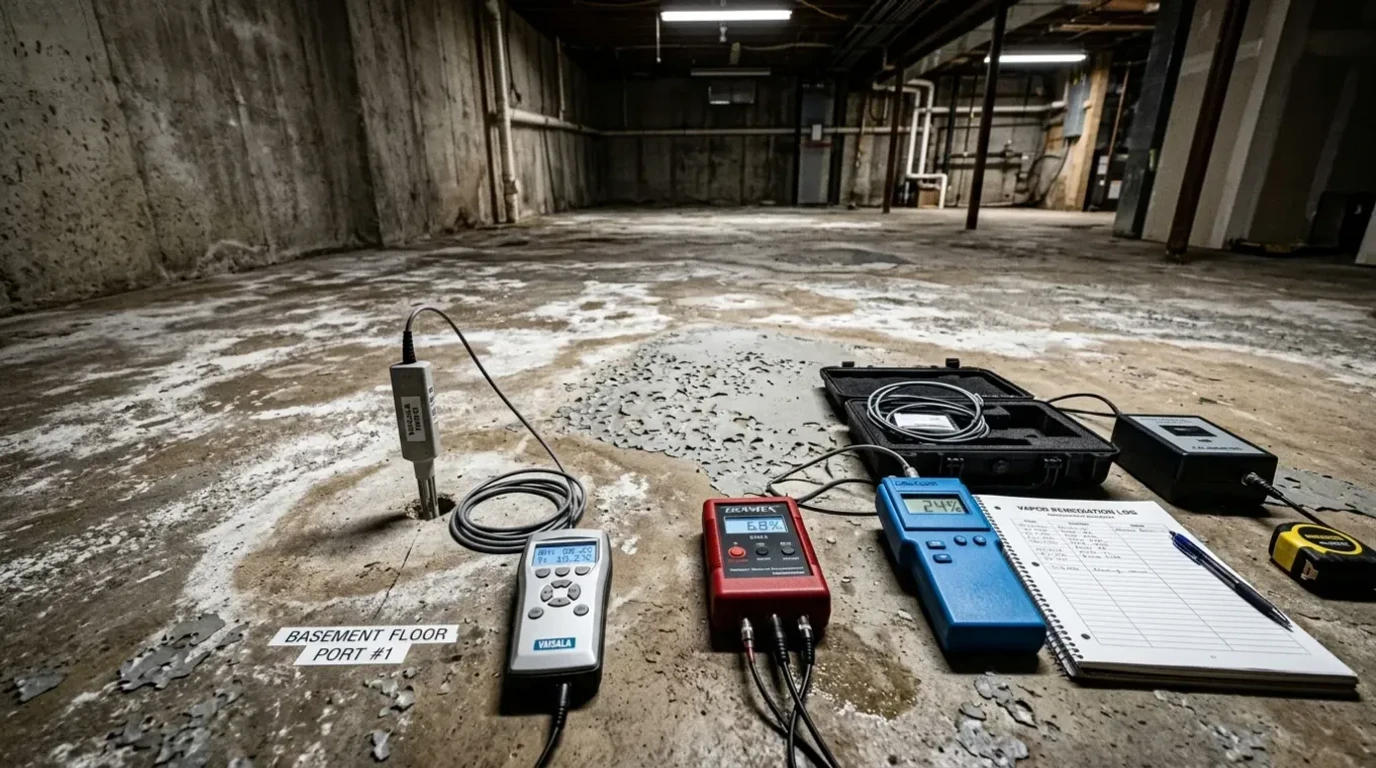 Concrete Masters v2 Concrete vapor remediation testing and equipment in an Atlanta commercial facility