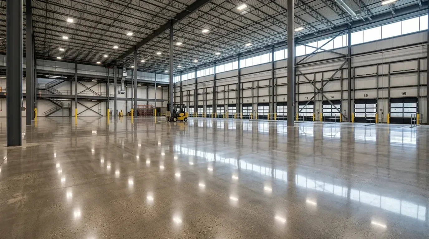 Concrete Masters v2 Polished concrete floor in a large commercial warehouse facility in Atlanta