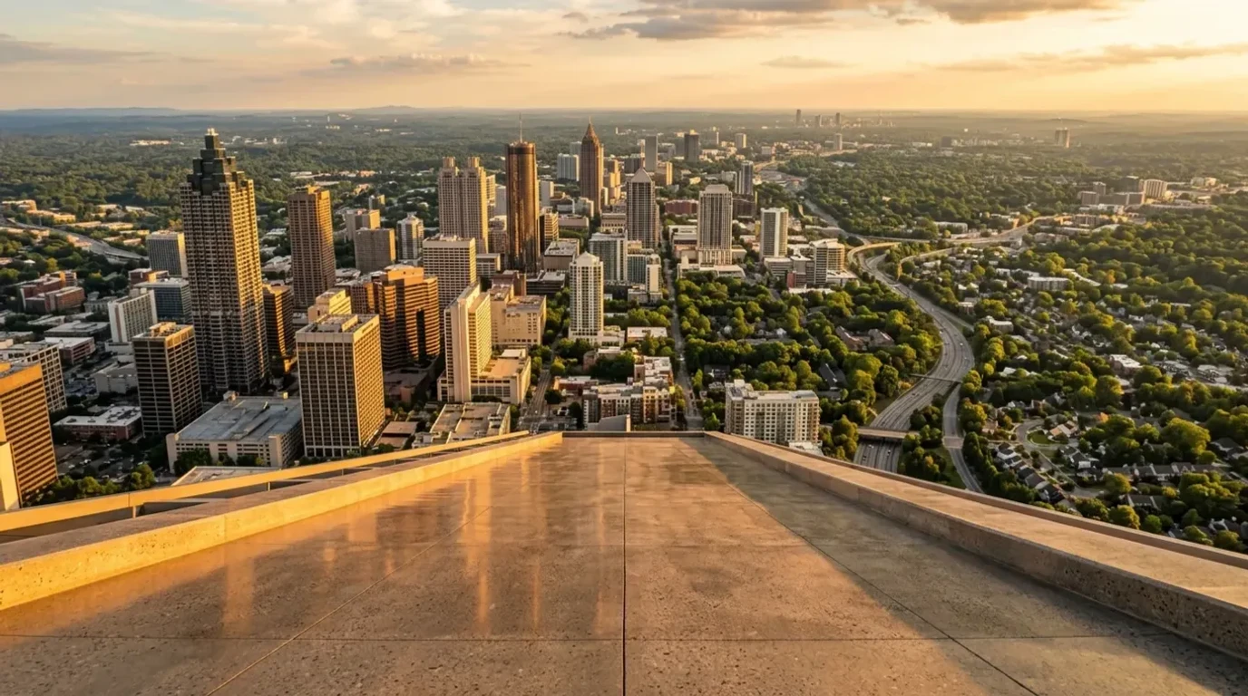 Aerial view of the Atlanta metro area skyline